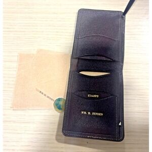Vintage WM H Jensen Leather Stamp Holder Wallet Case w Box USA Black